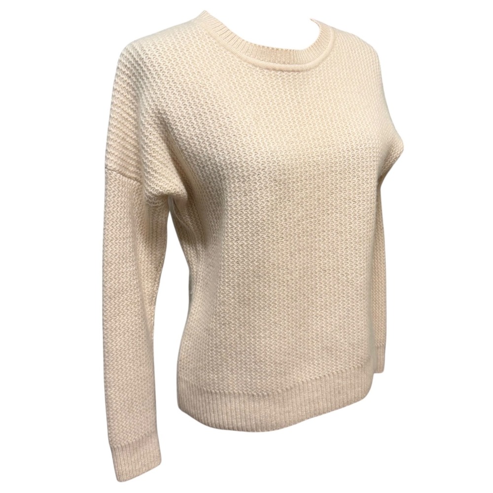 Club Monaco Sweater Womens M Cream Cashmere Textured Knit Crew Neck Pullover